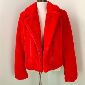 Faux fur moto jacket